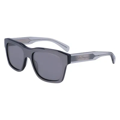 Ferragamo Gray Acetate Sunglasses In Blue