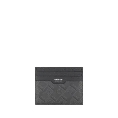Ferragamo Gray Calf Leather Bos Taurus Wallet