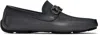 Ferragamo Gray Gancini Ornament Driver Loafers