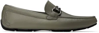 Ferragamo Gray Gancini Ornament Loafers In Ash Grey || Nero