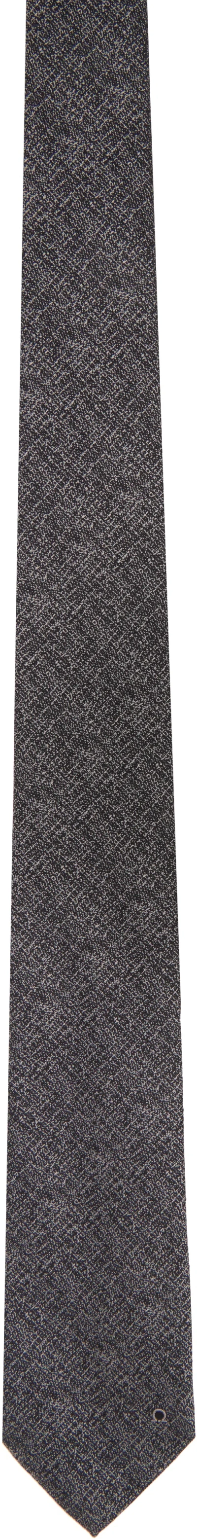 Ferragamo Gray Jacquard Tie In F.nero