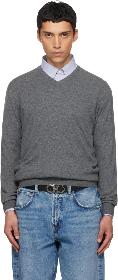 Ferragamo Gray V-neck Sweater