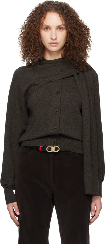 Ferragamo Gray Wrap Cardigan