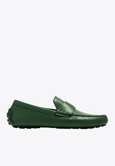 Ferragamo Grazioso Logo Leather Loafers In Green