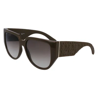 Ferragamo Green Bio Injected Sunglasses In Brown