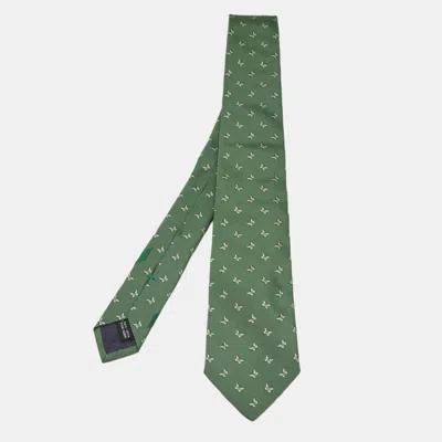 Pre-owned Ferragamo Green Butterfly Silk Jacquard Classic Tie