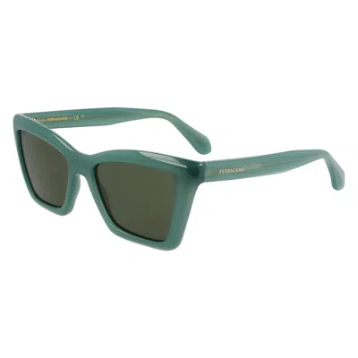 Ferragamo Green Cat Eye Ladies Sunglasses Sf2039se 339 53 In Neutral