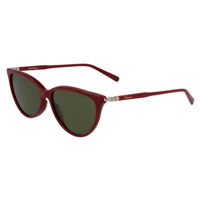 Ferragamo Green Cat Eye Ladies Sunglasses Sf2870scp 604 55 In Metallic
