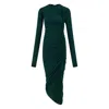 Ferragamo Crepe Light Jersey Midi Dress In Green