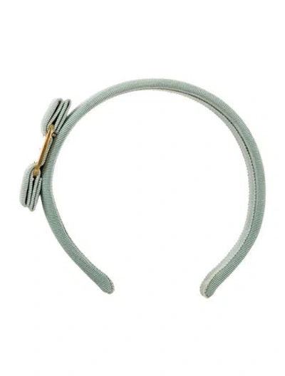 Pre-owned Ferragamo Green  Hair Clip With Bow Accent And Silver-tone Hardware.