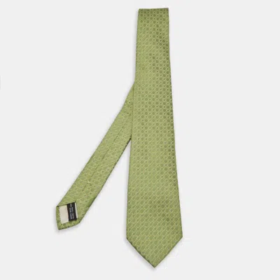 Pre-owned Ferragamo Green Gancini Pattern Silk Tie
