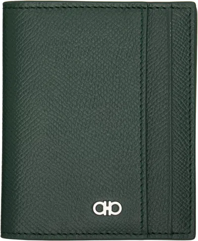 Ferragamo Green Gancini Window Credit Card Holder