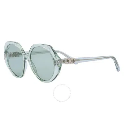 Ferragamo Green Geometric Ladies Sunglasses Sf1084s 341 58 In Gray