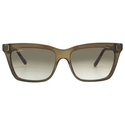 Ferragamo Green Gradient Square Ladies Sunglasses Sf1027s 315 55 In Transparent
