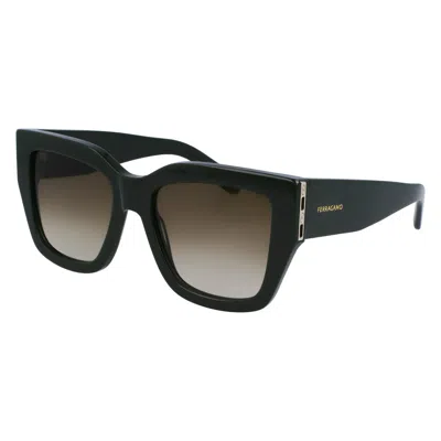 Ferragamo Green Gradient Square Ladies Sunglasses Sf1104s 302 55 In Black