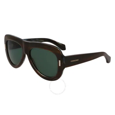 Ferragamo Green Oval Ladies Sunglasses Sf2029se 221 57