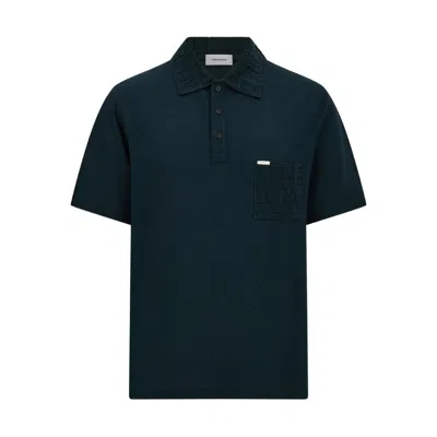 Ferragamo Collar-embroidered Short-sleeves Polo Shirt In Green