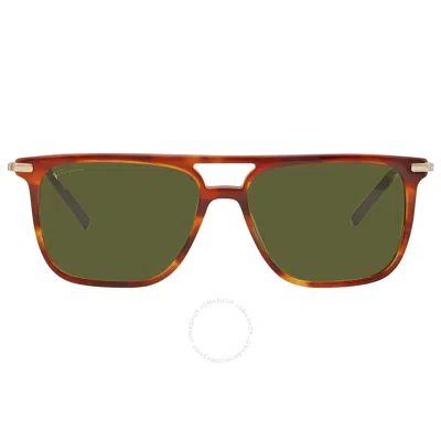 Ferragamo Green Rectangular Men's Sunglasses Sf966s 216 57