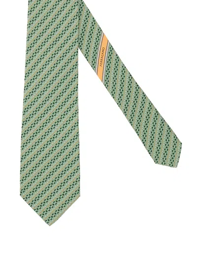 FERRAGAMO FERRAGAMO GREEN SILK TIES