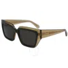 Ferragamo Green Square Ladies Sunglasses Sf2002s 327 55 In Brown