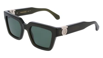 Ferragamo Green Square Ladies Sunglasses Sf2066s 302 52 In Multi