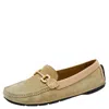 Ferragamo Green/beige Suede And Leather Gancini Bit Slip On Loafers In Neutral