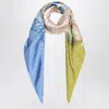 Ferragamo Salvatore  Green/blue Scarf With Madras Print In Multi