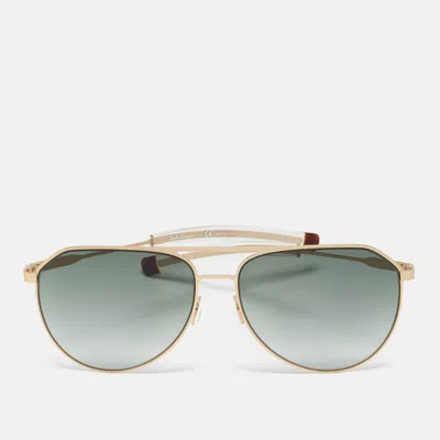 Pre-owned Ferragamo Green/gold Sf219s Aviator Sunglasses