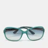 Ferragamo Green/green Gradient Sf606s Rectangle Sunglasses In Green
