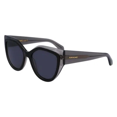 Ferragamo Grey Butterfly Ladies Sunglasses Sf2004s 024 53 In Blue