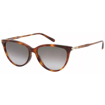 Ferragamo Grey Cat Eye Ladies Sunglasses Sf2870scp 214 55 In Neutral