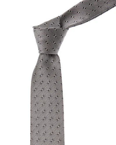 Ferragamo Grey Gancini Silk Tie In Gray