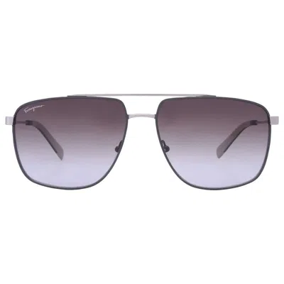 Ferragamo Salvatore  Grey Gradient Navigator Men's Sunglasses Sf239s 758 60 In Gold / Grey