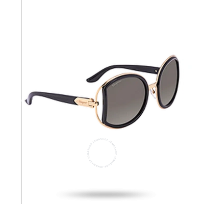 Ferragamo Grey Gradient Round Sunglasses Sf719s 001 52 In Black / Gold / Grey