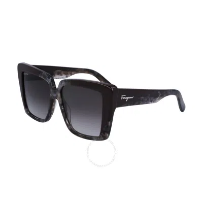 Ferragamo Grey Gradient Square Ladies Sunglasses Sf1060s 021 55 In Black