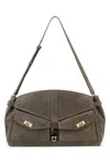 Ferragamo Adjustable Strap Suede Shoulder Bag In Grey