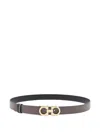 Ferragamo Adjustable Reversible Belt Gold-tone Buckle In Gray