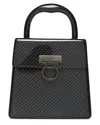 Ferragamo Grey Leather Gancini Carbonio Top Handle Bag (authentic )