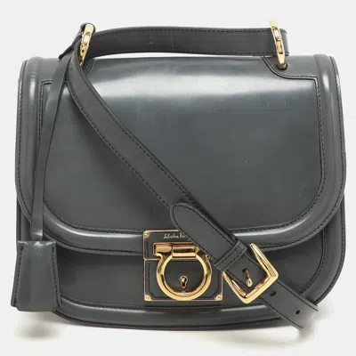 Pre-owned Ferragamo Grey Leather Jody Shoulder Bag In Gray