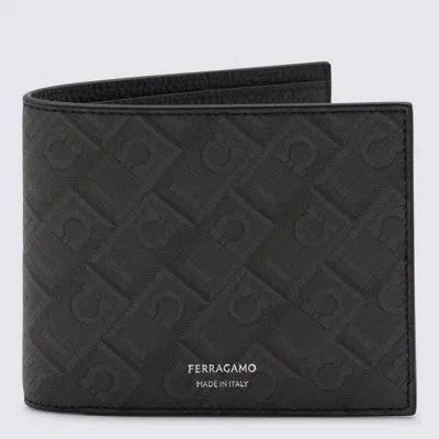 Ferragamo Grey Leather Wallet In Black