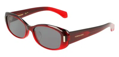 Ferragamo Grey Oval Ladies Sunglasses Sf2021slb 615 55