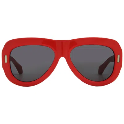 Ferragamo Grey Oval Ladies Sunglasses Sf2029se 600 57 In Red