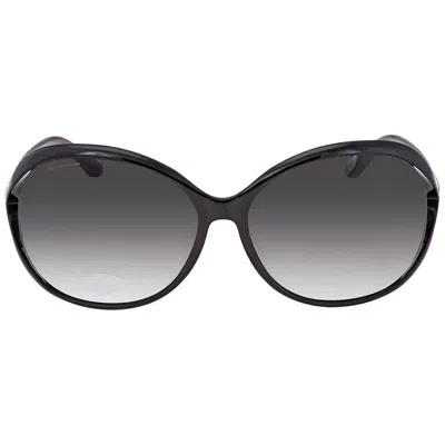 Ferragamo Grey Oval Ladies Sunglasses Sf770sa 001 61 In Black
