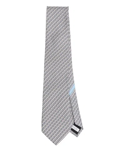 FERRAGAMO GREY SILK TIE