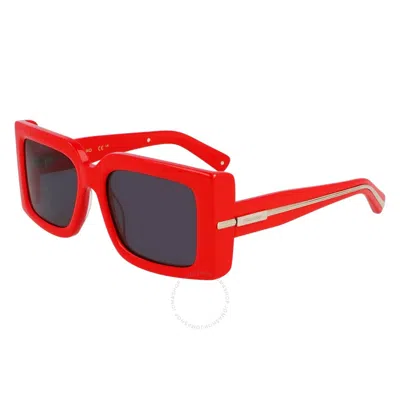 Ferragamo Grey Square Ladies Sunglasses Sf2032s 600 55 In Red