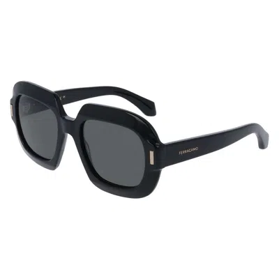 Ferragamo Grey Square Ladies Sunglasses Sf2068se 001 54 In Black