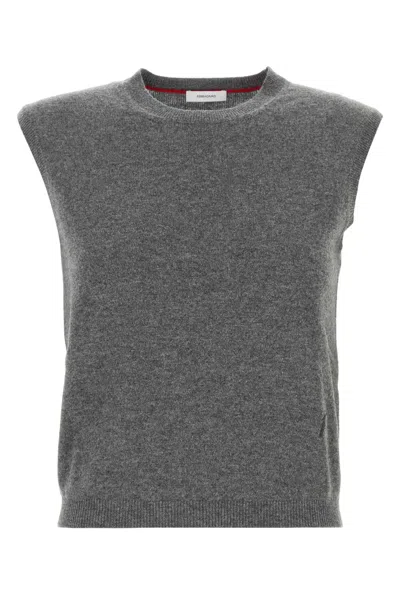 Ferragamo Grey Stretch Cashmere Blend Vest In Gray