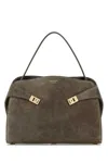 Ferragamo Grey Suede Large Hug Soft Shoulder Bag