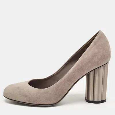 Pre-owned Ferragamo Grey Suede Lucca Pumps Size 37