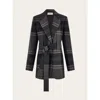 Ferragamo Grey Wool Silk Belted Jacket In Gray